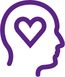 Line art icon of a person's head with a heart inside, Mental health check, Progress-AD Study, early Alzheimer's disease.